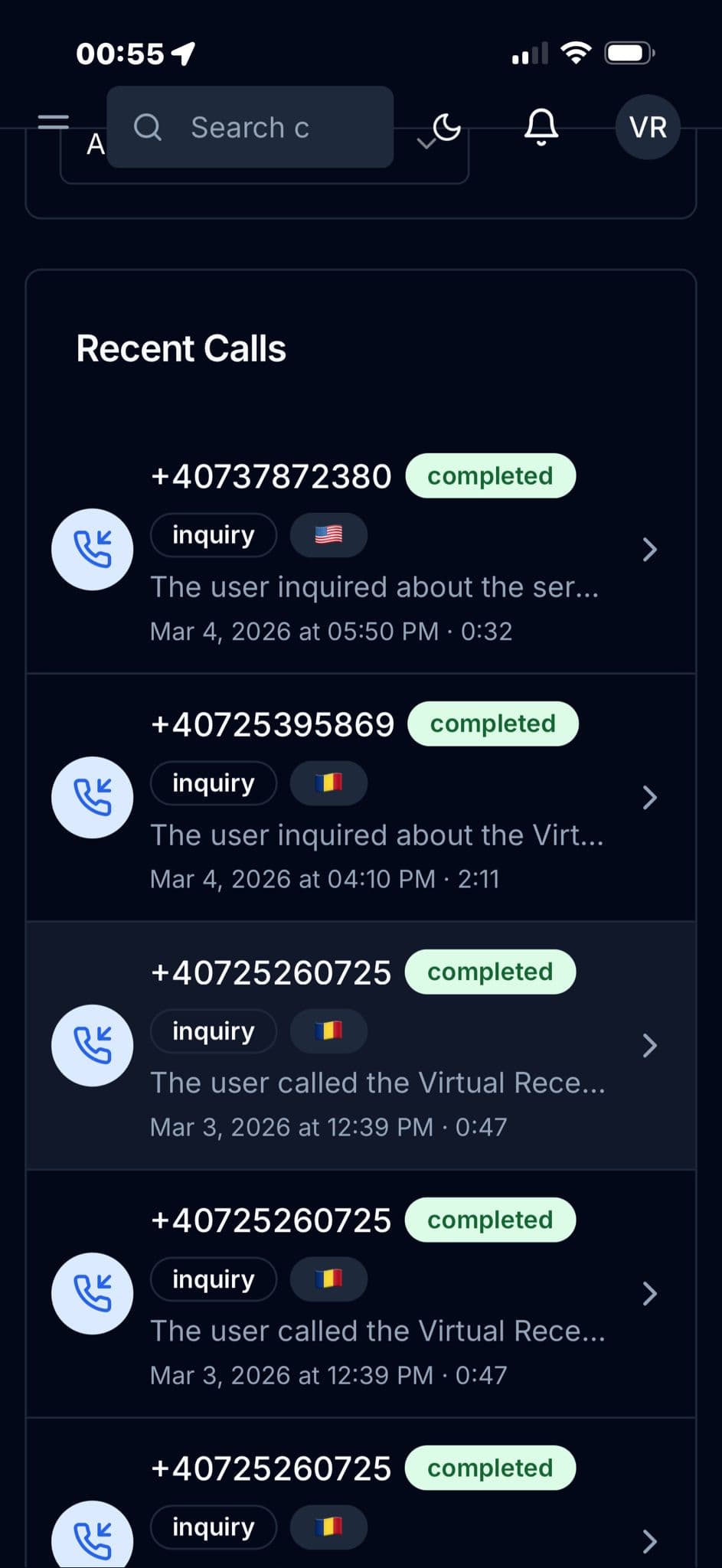 Recent Voice Calls